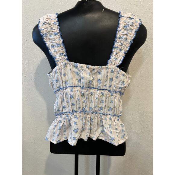 Sim & Sam Babydoll Top Blouse Linen Blend Sz M Milkmaid Cottagecore Kawaii New - Picture 4 of 4